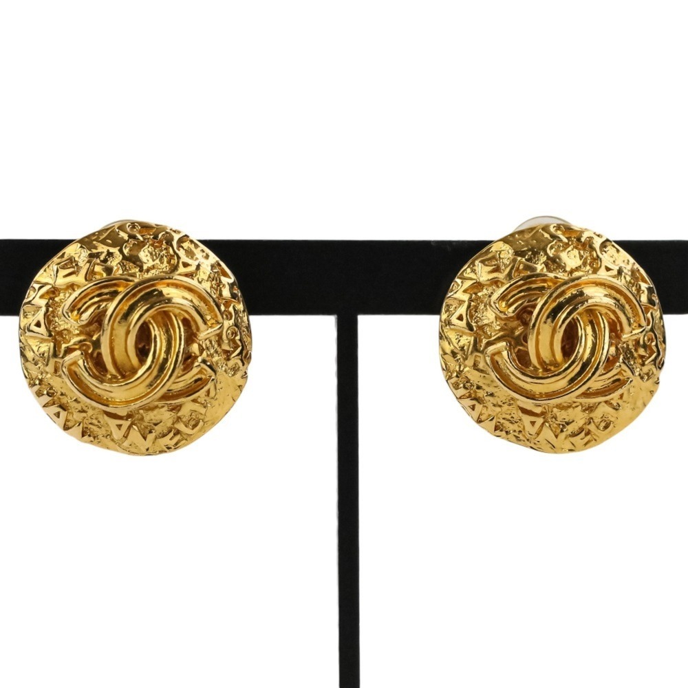 CHANEL Vintage Gold Logo Earrings